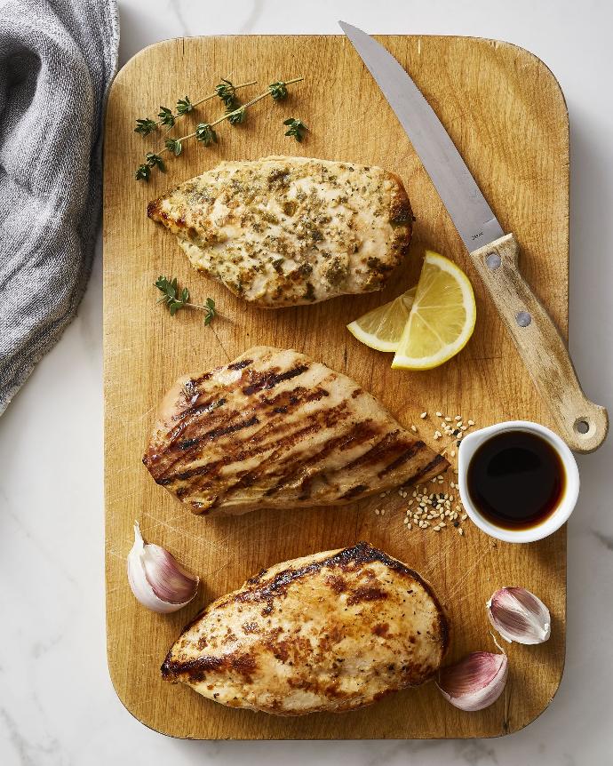 Trio de poitrines de poulet marinées (3 variétés de marinades, 15 portions)